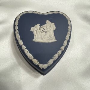 Wedgwood Jasperware Navy & White Heart Shaped Box